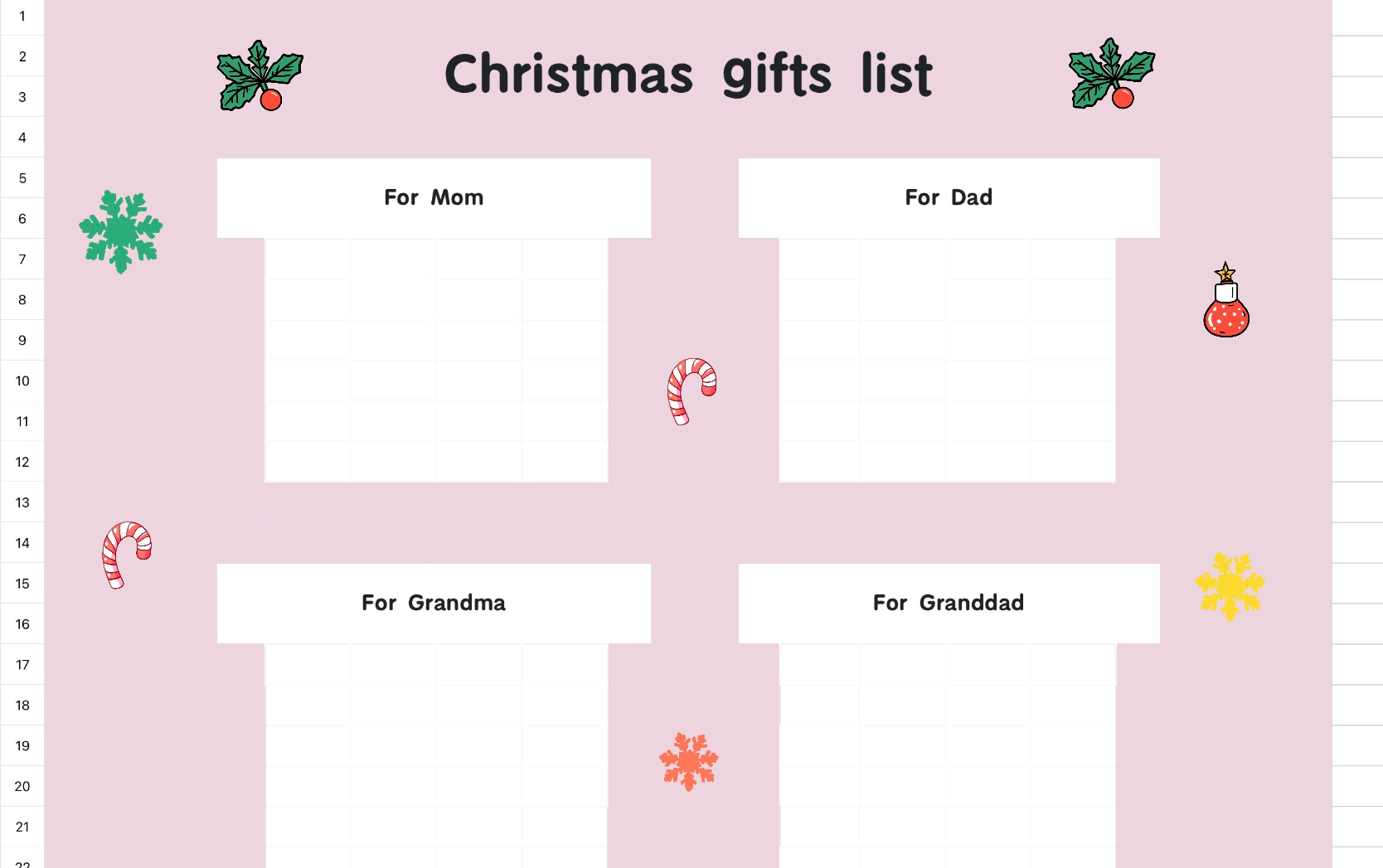 Christmas gifts list
